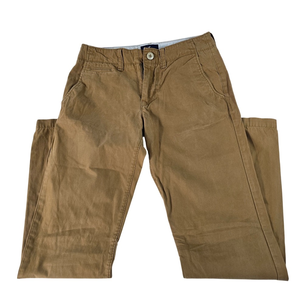 American Eagle Original Straight Chino Pants Mens 30x34 Brown Cotton Twill 13652